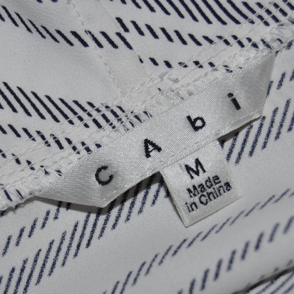 CABI #236 Madeleine White+Black Striped Top sz M - Picture 3 of 5